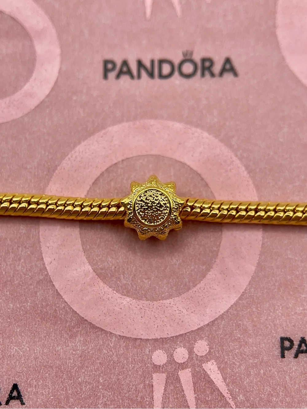 Pandora Gold Plated Textured Celestial Sun Mini Charm